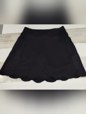 Moteepi Black Scallop Hem Women's Skorts Size Large